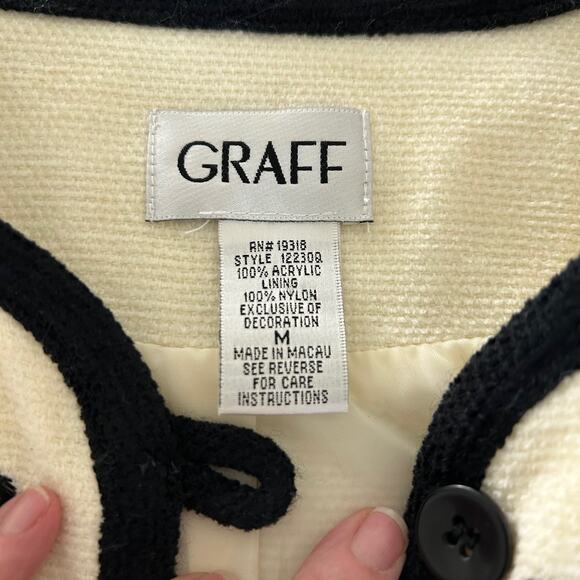 Vintage Gaff Jacket Embroidered Floral SZM Cream Black Lined - Picture 7 of 10